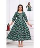 NEVISHA STYLE Cotton Woven Three Fourth Puffed Sleeves Leaves Printed Gota Lace Embellished Maternity Kurta With Concealed Zipper Nursing Access - Multi Colour