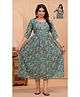 NEVISHA STYLE Cotton Woven Three Fourth Sleeves Leaves Printed Gota Lace Embellished Maternity Kurta With Nursing Access - Multi Colour