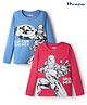 Honeyhap Marvel Single Jersey Knit Full Sleeve T-Shirt with Avengers Graphic Pack of 2 - Red & Blue