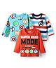 Babyhug Marvel Single Jersey Knit Full Sleeves T-Shirt with Avengers Graphic Pack of 3 - Light Blue White & Orange