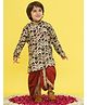 AJ Dezines Cotton Woven Full Sleeves Abstract Printed & Gota Lace Embellished Kurta & Dhoti Set - Maroon