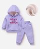 Mark & Mia Full Sleeves Hooded Winter Wear Sweatshirt & Lounge Pant Set with Text Print & Kangaroo Pocket - Purple