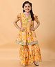 MASTARANG Woven Half Puffed Sleeves Floral Printed Gota Lace & Sequins Embellished Kurta Sharara With Dupatta Set - Yellow