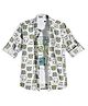 CAVIO Cotton Woven Full Sleeves Teddy Bear Printed Shirt & Tee Set - Cream & Green