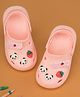 Yellow Bee Baby Panda & Strawberry Applique Detailed Perforated Slingback Clogs - Pink