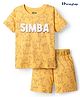 HoneyHap Disney Single Jersey Knit Half Sleeves Co-Ord Shorts Night Suits with Lion King Graphics - Yellow