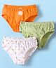 Kookie Kids Cotton Lycra Knit Panties with Bow Applique & Floral Print Pack of 3 - Orange Green & White