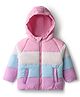 Bonfino Woven Full Raglan Sleeves Padded Hooded Jackets With Colour Block Design - Pink