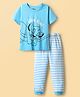 HoneyHap Disney Single Jersey Knit Half Sleeves Night Suit With Lion King Graphics - Light Blue