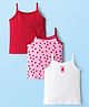 Kookie Kids Cotton Lycra Knit Sleeveless Slips with Polka Dots & Fruits Print Pack of 3 - Red & White