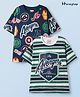 HoneyHap Marvel Single Jersey Knit Oversize Drop Shoulder Half Sleeves T-Shirt with With Avengers Graphics Pack of 2 - Navy Blue