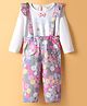 WOW Clothes Full Sleeves T-Shirt & Trouser Pant Set with Cat Print & Bow Applique - Pink & White