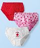 Kookie Kids India Cotton Knit Panties With Polka Dots & Tropical Theme Print Pack Of 3 - Red Pink & White