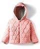 Bonfino Woven Full Sleeves Heart Quilted Padded Jacket with Hood - Pink