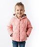 Bonfino Woven Full Sleeves Heart Quilted Padded Jacket with Hood - Pink