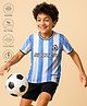 Pine Active Knit Half Sleeves Striped T-Shirt & Shorts Set - Light Blue & Black