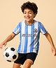 Pine Active Knit Half Sleeves Striped T-Shirt & Shorts Set - Light Blue & Black