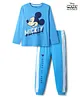 Pine Kids Disney 100% Cotton Full Sleeves Night Suit With Mickey Mouse Graphics - Blue