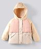 Bonfino Woven Full Raglan Sleeves Hooded Quilted Puffer Jacket With Color Block Design - Multicolor