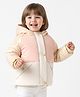 Bonfino Woven Full Raglan Sleeves Hooded Quilted Puffer Jacket With Color Block Design - Multicolor