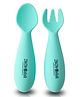 ZoZoBaa Baby Weaning Spoon & Fork Set, Chewable Silicone Utensils for Training Infants, Baby Led Self Feeding, 6 M+| Gum Friendly, BPA Free, Dishwasher Safe, Unbreakable, 1 Pair, Mint Green