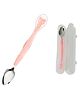 Zozobaa Double Head 2 in 1 Silicone Baby Soft Tip Spoon & Stainless Steel Fruit Scraper Spoon for Toddler |Multi-Use Bpa Free Fruit Scraping & Feeding Spoons with Travel Case Pink - 19.5 Cm