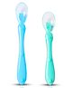 ZoZoBaa Baby Feeding & Weaning Spoon Set of 2 with Ultra Supple 100% Silicone Tip & Ergonomic Handle, BPA Free with Food Grade Material, Self Feeding Utensil for Kids 4 Months+, [Blue Green]