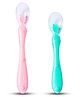 ZoZoBaa Baby Feeding & Weaning Spoon Set of 2 with Ultra Supple 100% Silicone Tip & Ergonomic Handle, BPA Free with Food Grade Material, Self Feeding Utensil for Kids 4 Months+, [Pink Green]
