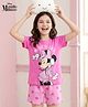 HoneyHap Disney Single Jersey Knit Half Sleeves Shorts Night Suit With Minnie Mouse Graphics - Pink