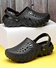 asian Solid With Back Strap Perforated Clogs - Black