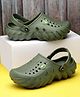 asian Solid With Back Strap Perforated Clogs - Olive