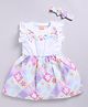 Snuggly MONKEY 100% Cotton Woven Sleeveless Checked & Floral Printed Dress With Headband - White & Pink