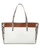 Kleio Vegan Leather Tote Shopping Bag with Zipper & Laptop Compartment - White