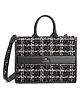 Kleio Tweed Tote Hand Bag With A Laptop Compartment & Zip Closure - Black