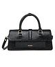 Kleio Vegan Leather Croco Pattern Handbag - Black
