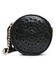 Kleio Stylish Round Double Compartment Laser Cut With Tassel Cross Body Sling Bag - Black