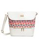 Kleio Large Pu Leather Jacquard Fabric Women Sling Hand Bag - White