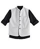 Charchit Cotton Blend Woven Full Sleeves Solid Shirt With Textured Nehru Jacket - Grey