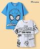 Honeyhap Marvel Single Jersey Knit Half Sleeves Drop Shoulder T-Shirt  with Spider-Man Graphics Pack of 2 - Blue & White