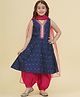 Bitiya By Bhama Silk Blend Woven Sleeveless Threadwork Embroidered Sequins Embellished Afghani Kurta & Salwar With Dupatta Set - Blue