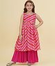 Bitiya By Bhama Blended Woven Sleeveless Leheriya Printed Lace & Sequins Embellished Kurta Sharara Set - Pink