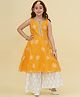 Bitiya By Bhama Silk Woven Sleeveless Floral Printed Lace & Sequins Embellished Kurta Sharara Set - Yellow