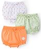 Kookie Kids Cotton Lycra Knit Bloomers with Polka Dots Print Pack of 3 - White Green & Orange