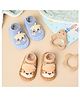 Kicks & Crawl Pack Of 2 Baby Animal & Vegetable Applique Detailed Booties - Blue & Brown