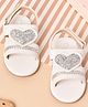 Kicks & Crawl Heart Glitter Applique Detailed With Velcro Closure Sandals - White