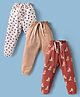 Simply Interlock Knit Full Length Lounge Pants with Polka Dots & Animal Print Pack of 3 - Red White & Tan