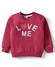 Simply Looper Knit Full Sleeves T-Shirt With Love Me Text Print - Maroon