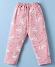 Simply Cotton Lycra Knit Full Length Leggings With Bunny & Floral Print - Baby Pink
