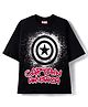 Kookie Kids Marvel Single Jersey Knit Drop Shoulder Half Sleeves T-Shirt With Avengers Graphics - Black