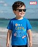 Kookie Kids Marvel Single Jersey Knit Half Sleeves T-Shirt with Avengers Graphic - Blue